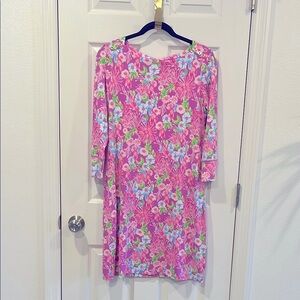Lilly Pulitzer Pink Floral Sheath Dress with 3/4 Sleeves